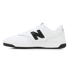 Upgrade your game with the Men's New Balance BB80 Sneakers and experience the perfect combination of performance, comfort, and style. Whether you're a serious athlete or a casual player, these sneakers are sure to take your game to the next level. Classic round toe, Lace-up closure for a secure fit, Leather/synthetic upper, Perfing details, Removable foam insole, Synthetic outsole | Men's New Balance BB80 Sneakers in White/Black Size 11 Court Shoes, Size 13, New Balance, The Man, White Black, White And Black, The Next, Size 12, Size 10