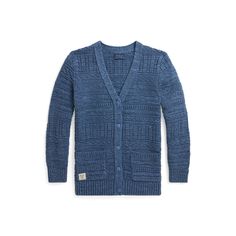 This V-neck cardigan is made with ultrasoft combed cotton that’s knit in a variety of textural patterns. A nautical-inspired label accents the pocket. Ralph Lauren Long Sleeve Cotton Cardigan, Casual Ralph Lauren Winter Cardigan, Casual Cotton Ralph Lauren Cardigan, Casual Cotton Cardigan By Ralph Lauren, V Neck Cardigan, Combed Cotton, Sweater Outfits, Nautical, Girl Outfits