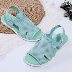 Xajzpa - New Summer Women Sandals Sexy Shoes Crystal Casual Woman Flats Buckle Strap Ladies Fashion Beach Shoe Big Size - Dark Blue / 43