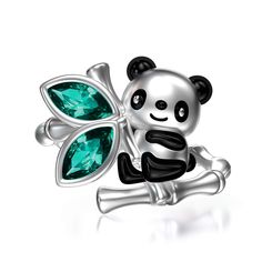 PRICES MAY VARY. ♥Cute Design♥ A super cute panda is smiling eating bamboo, this lovely panda ring will make a very special gift for panda lovers, any animal loving lady. ♥Material♥ Made with high quality hypoallergenic 925 sterling silver and simulated Emerald Austrian Crystals, exquisite side details, lead free & nickel free & anti-allergy, passed Swiss SGS Inspection Standard, not harmful for your health. Comfortable to wear, it won't hurt your skin. ♥Specification♥ Ring Size: US Size 8#. ♥Gi Panda Ring, Sterling Silver Owl, Silver Owl, Owl Jewelry, Nature Inspired Jewelry, Sterling Jewelry, Rings For Girls, Cute Rings, Cute Panda