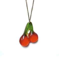 Gummy Cherry Candy Necklace Handmade Cherry Jewelry For Party, Sweet Green Jewelry For Gifts, Cute Cherry-colored Jewelry For Gifts, Cute Cherry-colored Jewelry Gift, Handmade Resin Jewelry For Birthday, Nickel-free Red Resin Jewelry, Handmade Cherry Jewelry For Gift, Cute Red Resin Jewelry, Cute Resin Necklaces For Gifts