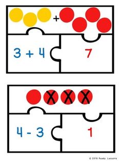 two puzzle pieces with numbers on them