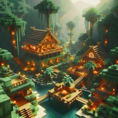 Jungle Houses In Minecraft, Minecraft Eco Builds, Mangrove Castle Minecraft, Jungle Ideas Minecraft, Minecraft House In Jungle, Minecraft Platform House, Jungle Mansion Minecraft, Minecraft Jungle House Interior, Panda Cage In Minecraft