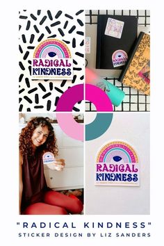 the radical kindness sticker design by liz sanders is featured in this postcard