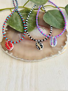 Cute Adjustable Beach Necklaces, Playful Summer Beach Necklaces, Playful Summer Beach Necklace, Cute Beaded Necklaces For Summer Beach, Playful Adjustable Necklaces For The Beach, Cute Beaded Necklace For Summer Beach, Casual Beach Jewelry With Heart Beads, Playful Beaded Necklaces For The Beach, Cute Beach Jewelry With Colorful Beads