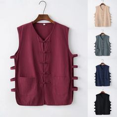 Find ideas๏ฟฝand inspiration for Men Cardigan Tang Suit Sleeveless Top Kung Fu Vests Tee Shirts Button Breathable, Mens Shirts Men Cardigan, Men Vest, Tang Suit, Color Season, Suits Clothing, Washing Line, Mens Cardigan, Suit Vest, Green And Khaki