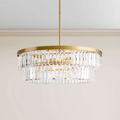 Title: Clarisa 6-light Glam Crystal Glass Prism Drum Tiered Chandelier Brushed Brass Finish. The ceiling plate is made of iron; shade: N/A. Gold Dining Room Chandelier, Bedroom Chandelier Ideas, Closet Chandelier, Light Glam, Gold Dining Room, Chandelier Gold, Glass Prism, Tiered Chandelier, Chandelier Bedroom