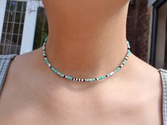 Turquoise seed bead choker | Etsy Seed Bead Jewellery, Diy Friendship Bracelets Tutorial, Seed Bead Choker, Bracelets Tutorial, Bead Choker Necklace, Turquoise Choker, Friendship Bracelets Tutorial, Bead Choker, Necklace Ideas