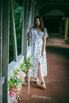 Cream Floral Wrap Maxi Dress Wrap Dress Casual, Ivory Maxi Dress, Maxi Dress Boho, Short Maxi Dress, Cherry Blossom Print, Floral Wrap Maxi Dress, Boho Pink, Boho Boutique, Blossom Print