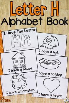 the letter h alphabet book with pictures of different animals and letters on it, including i have