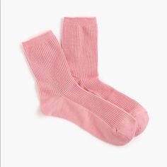 Merino Wool/Poly/Elastane. Machine Wash. Import. Item J2900. Color - Coral Pink 1 Pair New Without Tags! Casual Pink Socks For Fall, Solid Casual Socks, Casual Mid-calf Socks For Spring, Casual Solid Ankle-high Socks, Ribbed Stretch Socks For Spring, Spring Ribbed Stretch Socks, Casual Ribbed Round Toe Socks, Bootie Socks, Color Coral