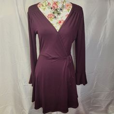 Francescas Purple Long Sleeve Wrap Dress Brand New Work Rags More Of A Maroon The Sleeves Are Bell Shapped From The Wrist Down Extremely Soft Material Perfect For The Holidays Prices Can Be Negotiated Smoke Free House Sparkly Red Dress, Beige Long Sleeve Dress, Godet Dress, Long Sleeve Babydoll Dress, Green Long Sleeve Dress, Francescas Dresses, Lace Bell Sleeve Dress, Red Sweater Dress, Blue Long Sleeve Dress