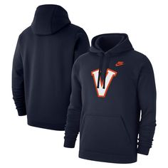 Channel vintage style while showing off your Virginia Cavaliers pride with this Nike Club Fleece Pullover Hoodie. The midweight fleece lining provides exceptional warmth and comfort, making it ideal for cooler game days or casual outings. Perfect for game day or any casual occasion, this hoodie is a must-have for any Wahoo fan looking to rep the Cavaliers in classic style. Nike Hoodie With Drawstring Hood For Sports, Team Logo Hoodie For Fan Gear, Team Logo Hoodie Long Sleeve Fan Gear, Fan Gear Hoodie With Team Logo, Nike Hooded Fan Apparel Sweatshirt, Nike Hooded Sweatshirt Fan Apparel, Nike Sportswear Hoodie For Fan Gear, Nike Sportswear Hoodie For Fans, Fall Sports Event Hoodie With Double-lined Hood