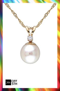 Simple Yet Elegant, This 14k Gold Pendant Necklace Features A Glowing Freshwater Pearl Topped With A Prong-Set Diamond For Extra Sparkle. White Round Freshwater Cultured Pearl, 7-7.5mm Diamond, 0.03 Tcw 14k Yellow Gold Spring Ring Made In Canada Size Length, About 17" With Extender Pendant Drop, About 0.5". Center Core - W Fine Jewelry > Saks Off 5th > Barneys Warehouse. Sonatina. Luxury White Gold Pearl Necklace With Brilliant Cut, Pearl Diamond Pendant, Pearl Pendant Necklace, Pearl Diamond, Diamond Pendant Necklace, Gold Pendant Necklace, Pearl Pendant, Spring Rings, Diamond Pendant