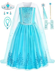 PRICES MAY VARY. Soft & Comfortable Fabric: Our Blue Princess Dress for Girls is made of polyester, cotton and satin, which is soft, skin-friendly, breathable & comfortable and will not make your girls feel itchy or irritating. Enjoy strong gusts of happiness in this detailed princess dress for girls! Brilliant Design: Our beautiful Blue Girls Princess Costumes with An Amazing detachable snowflack capes with glitter, sequin mesh satin bodice, shimmering organza skirt, three-layered hem, which ma Blue Princess Dress, Baby Costumes Girl, Princess Halloween Costume, Frozen Dress, Up Costume, Princess Dress Up, Costume For Halloween, Organza Skirt, Up Costumes