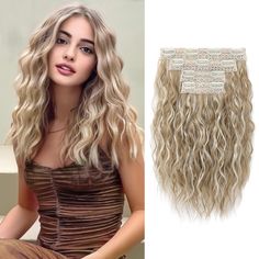 PRICES MAY VARY. ✨[ Say Goodbye to Flat Hair] Whether it's for fashion, fun, or a solution for thinning hair or medical hair loss,REECHO clip in hair extensions will transform your look from flat to voluminous, providing the sexy fullness without wait ✨ [Natural, Lightweight, Luxurious] REECHO Exclusive 100% Vegan Fiber - HYOUITSU, with a natural-looking and soft feel that perfectly mimic real human hair while permanently holding its curls. Same amount of hair yet 30% lighter than other fiber ✨ Dark Blonde With Highlights, Blonde With Highlights, Wavy Extensions, Wavy Blonde Hair, Thick Hair Extensions, Curled Hairstyles For Medium Hair, Dark Blonde Highlights, Traditional Rose, Dunner Wordend Haar