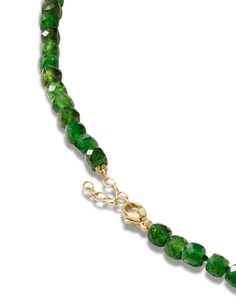 Geometrically cube shaped chrome diopside gemstone beads hand beaded in the heart of New York City and finished with 14 karat yellow gold. Chrome Diopside 14 karat gold Green Chrome, Gold Chrome, Hand Beading, Unique Colors, In The Heart, Gemstone Beads, York City, Arizona, New York City