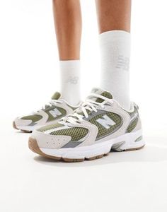 New Balance 530 sneakers in khaki  | ASOS Sporty Khaki Sneakers With Cushioned Footbed, Sporty Khaki Low-top Sneakers, Sporty Khaki Sneakers With Round Toe, Functional Khaki Sneakers For Sports, Green New Balance Outfit, Nb 530, Green New Balance, Nike Air Max Jordan, New Balance Outfit