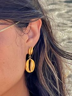 These Classic Retro Delights will the right attention on and off the seashore. Bath in the Summer Shallows all year round with these 18K Gold Plated Earrings. Pourquoi pas? Drop: 1 1/2". Each is as light as 3g or 1/8oz. Post Fastening French Hook Earrings, Hook Earrings, Cork, 18k Gold, Gold Plate, Dangle Earrings, Plating, Drop Earrings, Gold