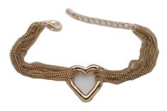 Women Fashion Bracelet Gold metal hollow heart bracelet Condition: Brand new Color: Gold metal chains and charm Width: 7/8" Wrist Size: One size adjustable 7 4/8" -9" Faux Leather Bracelets, Bracelet Love, Hollow Heart, Multi Strand Bracelet, Chain Links, Metal Chain Link, Chic Jewelry, Bracelet Gold, Heart Bracelet