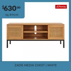 a tv stand with a price tag for $ 350 00 reg $ 800 00 and white