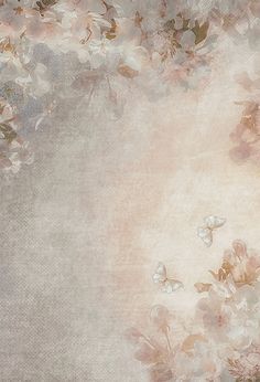 an artistic photo with flowers and butterflies in the middle, on a beige background that is slightly overexposed