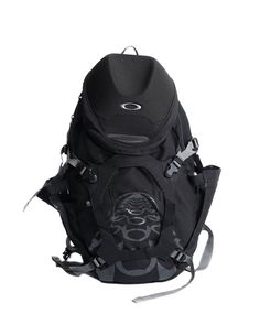 a black backpack with an image of a man's face on it