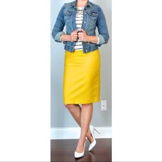 This Downeast Outfitters Vintage Style Single Yellow Gold Skirt Is In Great Condition! It Was Worn For 1 Hour Of Church And Sadly I Never Wore It Again. I Also Have It Available In Navy! (Navy Is Nwt) And Have A 2 Pack Bundle Available For Both! Check It Out To Get Both Fabulous Skirts In Two Gorgeous Colors! Both Skirts Have The Same Vintage Floral Pattern, However This Listing Is For The One Yellow Gold Skirt. Fitted Yellow Skirt For Fall, Yellow Skirt For Workwear In Fall, Yellow Knee-length Pencil Skirt, Chic Fitted Yellow Skirt, Chic Fitted Yellow Pencil Skirt, Chic Yellow Fitted Pencil Skirt, Yellow Knee-length Pencil Skirt For Spring, Yellow Midi Skirt For Work, Chic Yellow Skirt For Day Out