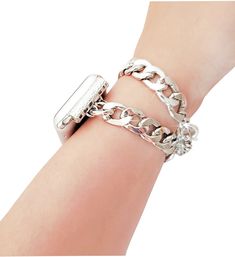 Super elegant and exquisite handmade chain link apple watch bracelet. Made to create a unique look to your favorite watch and make you feel special during all day and even night. The bracelet is made from gold plated brass chain links and decorated with gold plated details as round metal beads, chain extension and lobster claw clasp. PLEASE, MEASURE YOUR WRIST BEFORE ORDERING THE BAND. HOW TO MEASURE: Using a fabric tape measure, encircle the part of your wrist where you will be wearing your wat Elegant Gold Metal Apple Watch Band, Elegant Chain Link Bracelet Watch Bands, Elegant Watch Chain As Gift, Elegant Chain Link Bracelet Strap Watch Bands, Elegant Watch Chain Accessories For Gift, Elegant Metal Watch Bands As Gift, Gold Apple Watch Band With Extender As Gift, Trendy Chain Bracelet As Gift, Luxury Stainless Steel Chain Link Bracelet