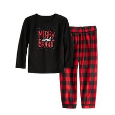 A cozy Buffalo plaid design makes these Jammies For Your Families pajamas a fun and festive way for you crew to show off their holiday spirit.A cozy Buffalo plaid design makes these Jammies For Your Families pajamas a fun and festive way for you crew to show off their holiday spirit.FEATURES 2-piece set includes: top & bottoms Top: crewneck, long sleeves Bottoms: elastic waistband Soft jersey construction Hook & loop closure at shouldersFinished seams loops at waistbandFABRIC & CARE Polyester Fo Cuddle Duds, Christmas Jammies, Flannel Pajama Sets, Cuddl Duds, Plaid Top, Family Pajamas, Pajama Bottoms, Plaid Design, Buffalo Check