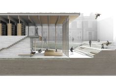 an architectural rendering of a building with stairs