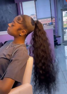 Added Ponytail Hairstyles Black, Curly Pony Hairstyles For Black Women, High Ponytail Curly Black Women, To Ponytail Hairstyles Black, Slick Ponytail Weave Half Up Half Down, Cute Long Ponytails For Black Women, Slick Puffy Ponytail Weave, Cute Weave Ponytail Hairstyles, Cornrows In Ponytail