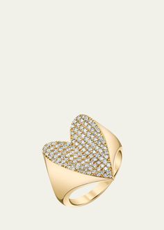 Find SHERYL LOWE 14k Yellow Folded Heart Pave Diamond Ring on Editorialist. Sheryl Lowe heartshaped ring with pavé diamonds 14karat yellow gold with a polished finish Diamond total carat weight: 0.99 Easily clean with soap and water Imported Folded Heart, Peace Sign Ring, Diamond Cuff Ring, Pebble Ring, Diamond Heart Ring, Pave Diamond Ring, Yellow Heart, Heart Shaped Rings, Pave Ring