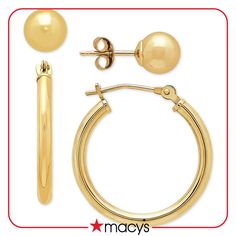 in stock Macy's Classic 14k Gold Hoop Earrings, 50th Gifts, Mens Cologne, Mens Gift Sets, Baby Clothes Shops, Dresses With Leggings, Baby Shop, Earring Set