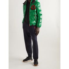 The designs in Moncler Genius' '2 Moncler 1952' collection are inspired by the brand's founding year. This 'Haggi' jacket is made from green recycled shell with a high-shine finish and insulating down filling. It's accented with contrasting red trims, a logo patch and a drawstring hood and hem. Designer Winter Outerwear With Logo, Designer Winter Outerwear With Logo Detail, Moncler Genius, Jacket For Men, Mr Porter, Down Jacket, Patch Logo, Fashion News, Latest Fashion