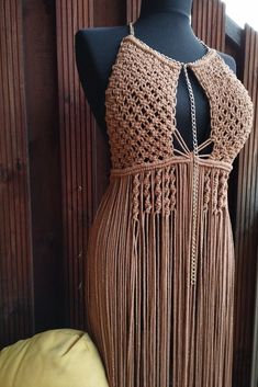 "You can wear this beautiful hand made dress as a beach wear, festival dress, etc. This boho dress is S-M size Model dimensions: Bust 31\", Waist 24\", Hip 35\"     NOTE: The dress could be only hand washed, just steam ironing. If you have an other size, please text me your dimensions I can make it with your dimensions. Also you can choose a custom color of this beach dress." Hippie Maxi Dress With Tassels For Summer, Bohemian Macrame Dress For Festival, Handmade Hippie Dress For Beach Cover-up, Handmade Fitted Hippie Dress, Handmade Sleeveless Bohemian Dress, Brown Fitted Bohemian Boho Dress, Fitted Brown Bohemian Dress, Fitted Brown Boho Dress, Hippie Festival Dresses For Coachella