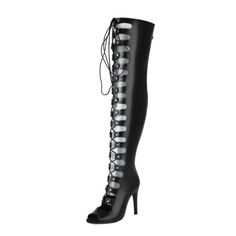 Suede Peep Toe Lace Up Thigh High Boots Stiletto High Heels | Up2Step Fitted Thigh-high Lace-up Boots, Trendy Fitted Knee-high Lace-up Boots, Chic Fitted Knee-high Lace-up Boots, High Heel Lace-up Boots For Night Out, Spring Knee-high Boots For Club, Fitted Lace-up Knee-high Boots For Night Out, Trendy Fitted Lace-up Boots For Night Out, Trendy Fitted Lace-up Party Boots, Party Lace-up Fitted Knee-high Boots