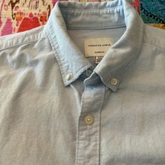 American Eagle Men’s Button Down Casual Shirt, Nwot. Classic Light Wash Button-up Shirt, Light Wash Button-up Shirt, Light Wash Collared Shirt With Buttons, Blue Shirt With Button Closure For Everyday, Pink Hawaiian Shirt, American Eagle Shirt, Hooded Flannel, Eagle Shirts, Button Up Shirt Mens