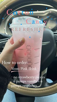 Starbucks refresher Starbucks Recipes Cotton Candy, How To Order Cotton Candy Refresher Starbucks, Cotton Candy Refresher Starbucks Recipe, Pinterest Starbucks Drinks, Pink Drink Order Starbucks, Starbucks Cotten Candy Frap Recipe, Starbucks Sweet Drinks To Try, Starbucks Cotton Candy Refresher, Biggby Drinks To Order