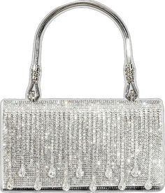 Formal Silver Bag With Rhinestone Fringe, Silver Rhinestone Fringe Bag For Formal Occasions, Silver Bags With Rhinestone Fringe For Formal Occasions, Silver Bag With Rhinestone Fringe For Events, Silver Bags With Rhinestone Fringe For Events, Silver Clutch Bag, Bag With Tassel, Bridal Purse, Perfect Bride