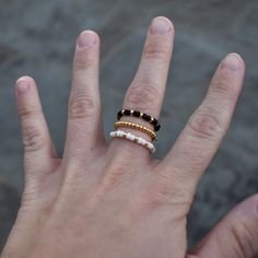 Stretchy Beaded Rings - Approximately Size 6 But Can Fit Slightly Up Or Down. Handmade Minimalist Everyday Beaded Rings, Handmade White Stackable Rings For Everyday, Everyday White Handmade Stackable Rings, Adjustable Stackable White Midi Rings, Trendy White Beaded Rings, Adjustable White Rings With Tiny Beads, Everyday Hypoallergenic White Stackable Rings, Everyday White Hypoallergenic Stackable Rings, Minimalist White Beaded Rings