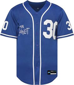 A classic throwback of the The Sandlot Benny 'The Jet' Rodriguez Baseball Jersey has landed at Jersey Nation. Made from 100% recycled polyester fibres, this jersey design has an easy, relaxed fit that looks great on anybody. Available now at Jersey Nation while stock lasts!- The Sandlot Benny 'The Jet' Rodriguez Baseball Jersey- Fully embroidered graphics: Team, Name, Number detailing, logo- 100% polyester heavyweight fabric- Breathable and dry wicking material- Premium tackle twill stitching- A Blue Jersey With Team Name For Streetwear, Blue Baseball Jersey For Streetwear During Sports Season, Casual Blue Jersey, Collegiate Blue Jersey For Streetwear, Blue Baseball Jersey For Sports Season Streetwear, Three Stripes Jersey For Streetwear, Blue Letter Print Jersey For Streetwear, Baseball Season Fan Apparel Jersey, Varsity Jersey T-shirt For Baseball Season