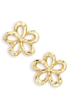 This floral earrings handcrafted in Hawaii bring island vibes to your ensembles. 1/2" diameter Goldtone plate Made in the USA Cute Earrings Studs, Jewelry Accessories Ideas, Flower Stud Earrings, Island Vibes, Flower Stud, Fabric Gift Bags, Gold Flower, Flower Earrings Studs, Flower Studs