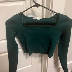 Green Zara Square Neck Long Sleeve Knit Top Green Stretch Long Sleeve Knit Top, Zara Green Stretch Tops, Green Fitted Knit Top For Fall, Fitted Green Knit Top For Fall, Zara Fitted Long Sleeve Sweater, Fitted Green Zara Tops, Zara Green Cropped Top, Zara Green Tops For Fall, Zara Fitted Knit Top For Fall