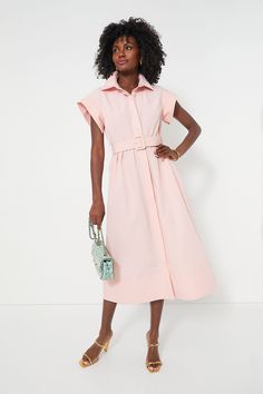 Elegant in its simplicity, the structured and ultra-ladylike Pink Salt Chloe Dress is done in a textured cotton-blend fabric that is sure to turn heads for its design details. The moire pattern throughout and trapunto stitching on the sleeves, placket, and hemline complete this midi moment, making it feel extra special with minimal effort. Pair with heels or flats, sunnies or statement earrings, for day or night, and rest assured that you look fabulous! Spread collar Short wing sleeves Button fr Moire Pattern, Chanel Green, Wing Sleeves, Chloe Dress, Cruise Collection, Classic Flap Bag, Tweed Suits, Cocktail Attire, Pink Salt