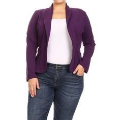 Women's Plus Size Long Sleeves Casual Basic Office Work Solid Blazer Jacket, his blazer perfectly hug your chest and waist. Great With Your Favorite Skinny Jeans Leggings or Boots, and so on. Size Chart(Inches) / MJK00759XL => Shoulder: 20/ Sleeve: 25/ Length: 26 2XL => Shoulder: 20.2/ Sleeve: 25.2/ Length: 26.2 3XL => Shoulder: 20.4/ Sleeve: 25.4/ Length: 26.4 Color: Purple.  Gender: female.  Age Group: adult. Moa Collection, Overalls Pants, Plus Size Coats, Dress Gloves, Basic Long Sleeve, Work Wear Women, Womens Blazers, Long Sleeve Blazers, Office Work