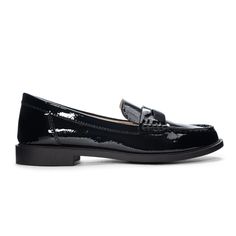 A loafer that puts in the work. Meet the Beloved. With a sleek finish and gorgeous vamp detailing, this wardrobe classic is here to stay stylish and comfortable for the long haul. From CL by Laundry Manmade Materials Black Loafers Women's, Laundry Shop, Wardrobe Classic, Black Loafers, Casual Loafers, Long Haul, Black 7, Black Flats, New Shoes