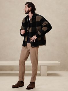 Mirto Sherpa Chore Coat | Banana Republic Dad Style Men's Fashion, Winter Dressing For Men, Fall Streetwear Outfits, Color Matching Clothes, Men Fashion Trends, Fashion Trends Fall, Brand Boards, Better Men, Streetwear Outfit Ideas