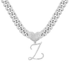 PRICES MAY VARY. 【Initial Pendant Necklace】Cursive Initial Pendant necklaces come in two types: cuban chain and cubic zirconia chain. The necklace has 900 crystals and a heart-shaped cursive letter pendant on a cuban link chain. The necklace has a snap closure. It is easy to wear. There are 96 cubic zirconia in a classic size with a zircon diameter of 0.15 inches, paired with an elegant zircon buckle. Ideal for wearing every day. Furthermore, it's a great way to display the initials of your love White Chain Jewelry For Valentine's Day, Silver Name Necklace With Chain For Valentine's Day, Valentine's Day Silver Name Necklace With Chain, Silver Initial Pendant Chain Jewelry, Silver Jewelry Initial Pendant With Chain, Silver Chain Jewelry With Initial Pendant, Silver Chain Necklace With Initial Pendant, Silver Initial Pendant Chain Necklace, Trendy Silver Initial Necklace With Clavicle Chain