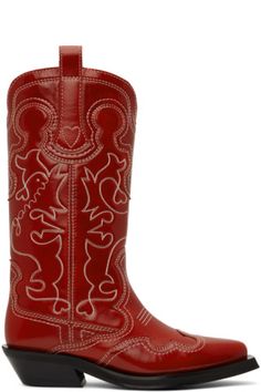 Red Cowgirl Boots, Western Patterns, Red Cowboy Boots, Cowboy Aesthetic, White Cowboy Boots, Indiana Dunes, Cowboy Boot, Red Bow, Graphic Patterns